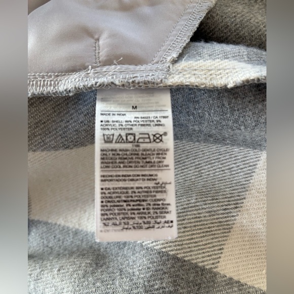 Old Navy Shacket Jacket Coat Grey Cream Plaid Pockets Western Prairie Neutral - Picture 5 of 5